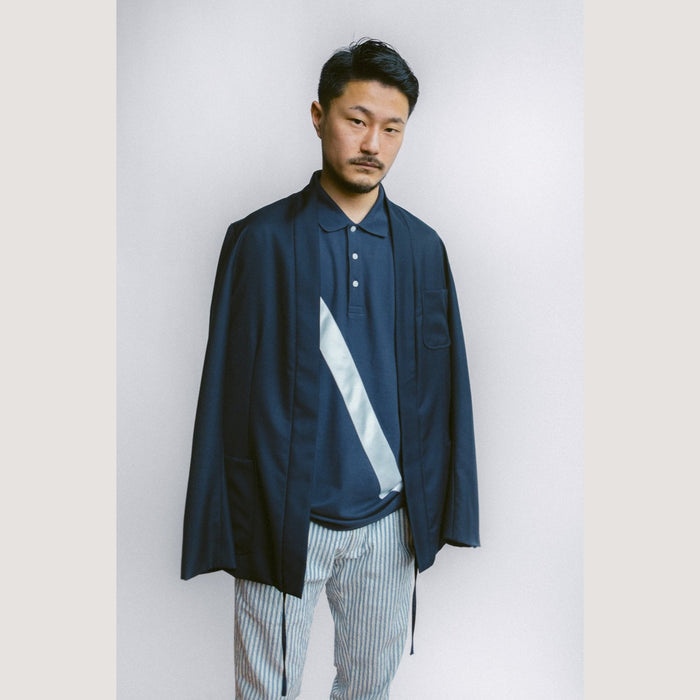 100% Pima Cotton Stripe Polo (Authentic Polo Shirt with Satin Stripe - Navy)