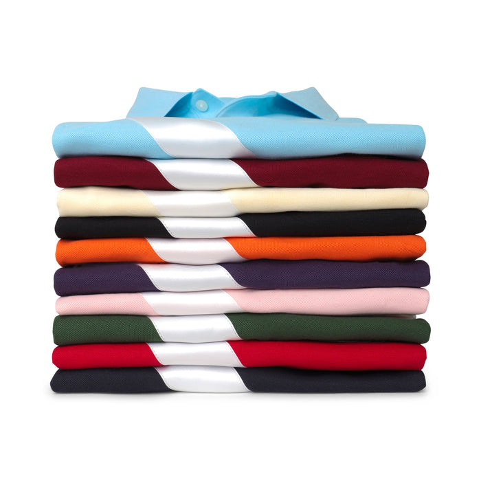 100% Pima Cotton Stripe Polo (Authentic Polo Shirt with Satin Stripe - Navy)