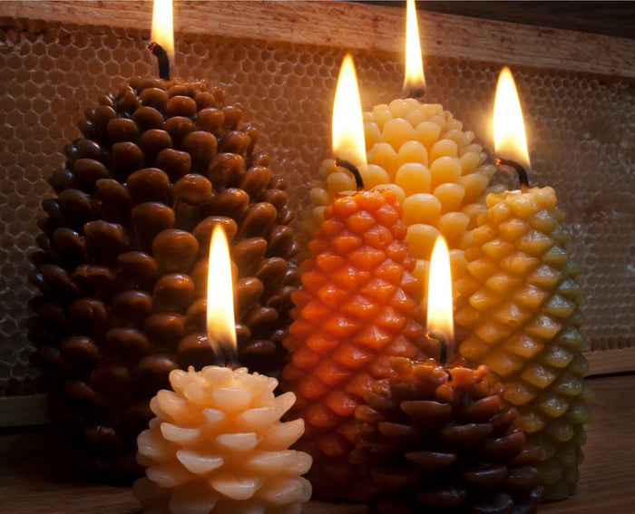 100% Pure Beeswax Pinecone Candle - Chocolate - The Bee Man Candle Company