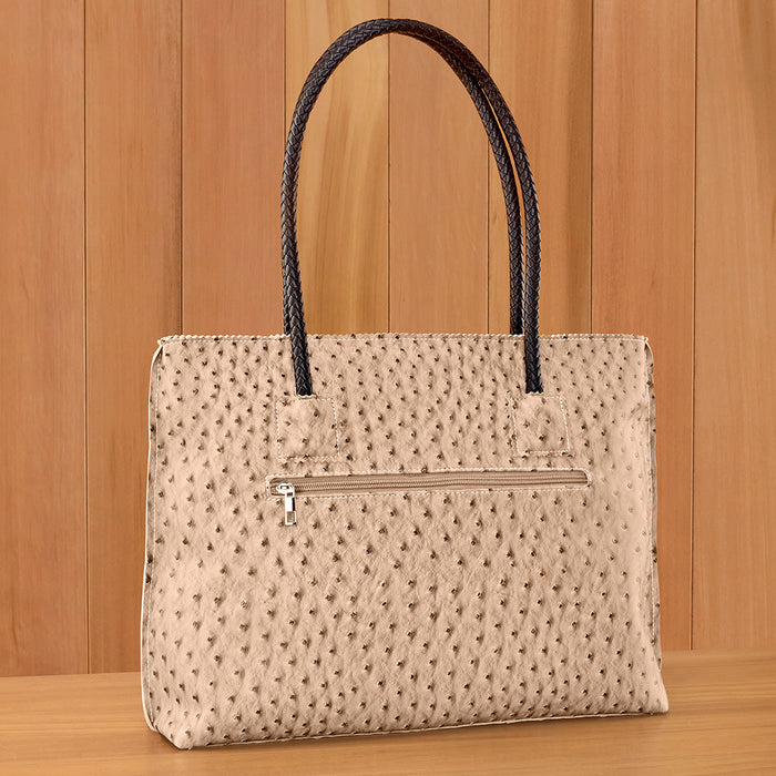 22 Tote Vegan Ostrich Leather Zip Tote Handbag with Pockets
