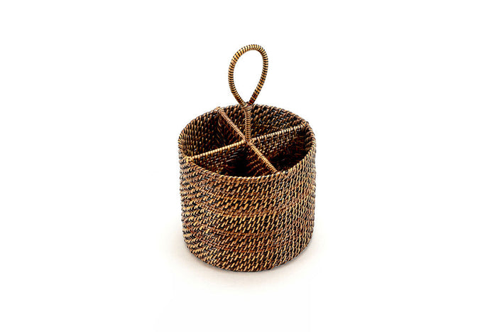 4 Section Woven Flatware Caddy