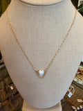 14K Gold Necklace with Mother of Pearl Heart