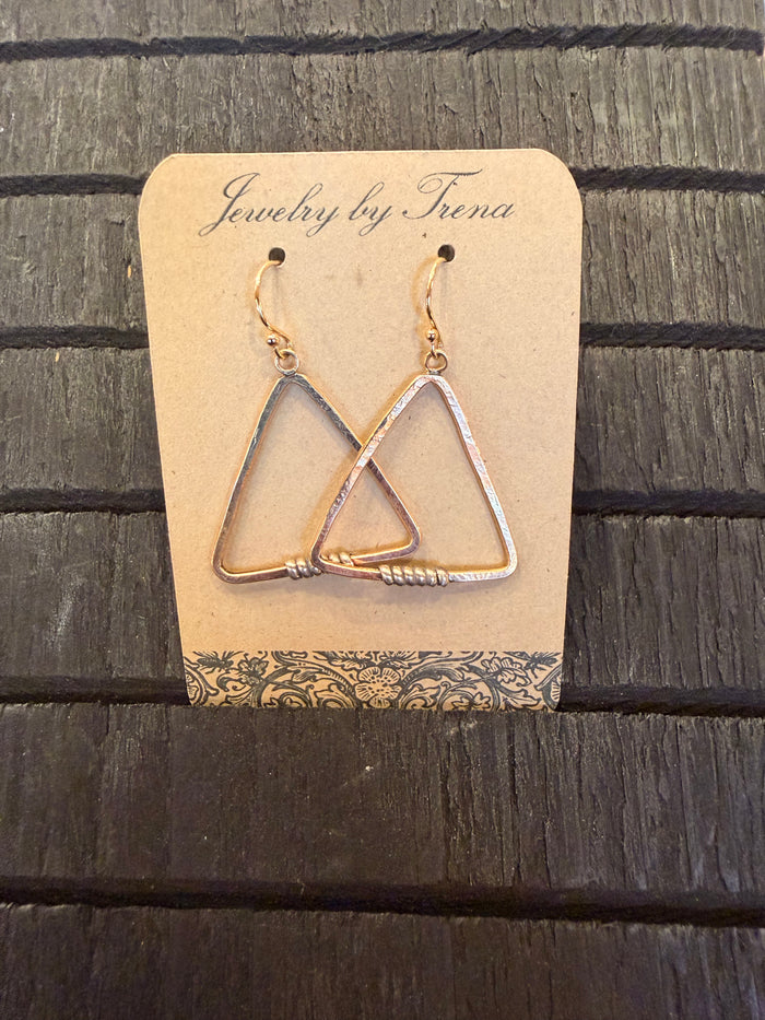 14K Gold Filled and Sterling Silver Triangle Earrings