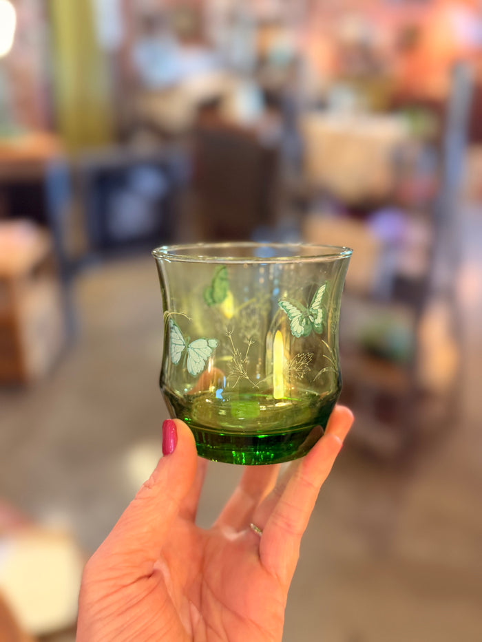 Vintage Libbey Green Butterfly Glasses