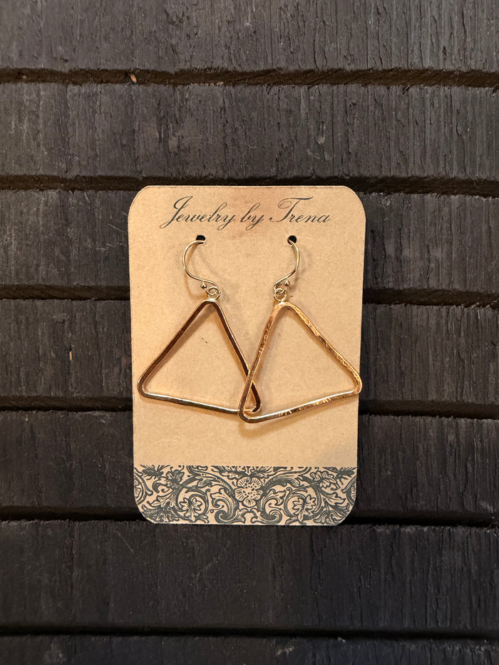 14K Gold Triangular Hoop Earrings