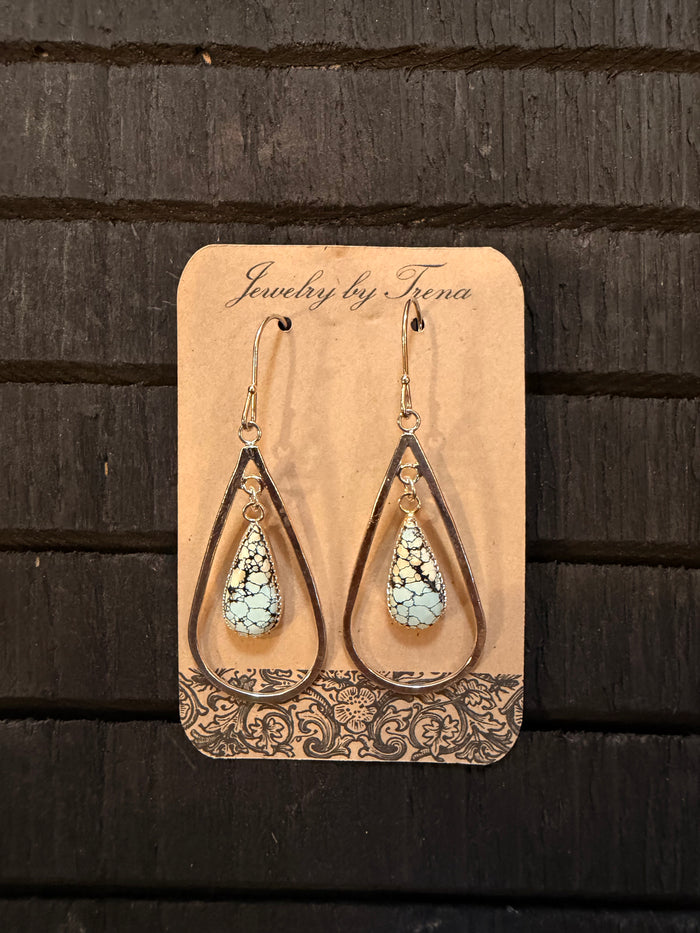 Sterling Silver Turquoise Tear Drop Earrings
