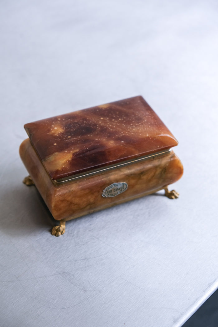 Alabaster box on lion paw feet