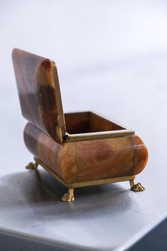 Alabaster box on lion paw feet