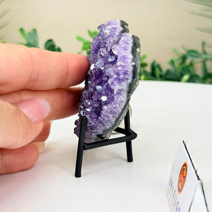 Amethyst Geode Heart, Metal Stand, 0.2 lbs & 2.9” Tall #5463-0455