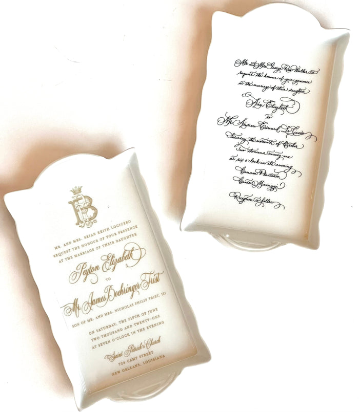 Keepsake Wedding Invitation Porcelain Jewelry Tray