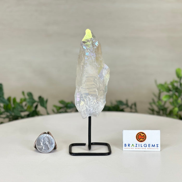 Angel Aura Quartz Point on a Metal Stand, 6" Tall #3122AA-032