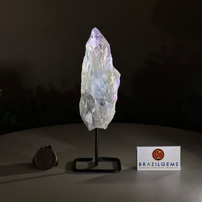 Angel Aura Quartz Point on a Metal Stand, 6" Tall #3122AA-032
