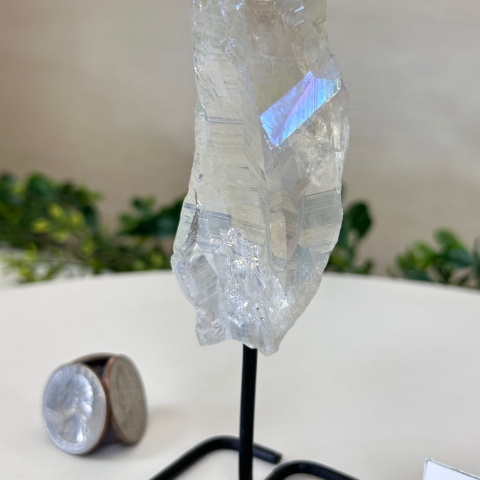 Angel Aura Quartz Point on a Metal Stand, 6" Tall #3122AA-032