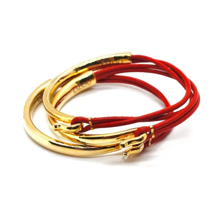 Assorted Leather & Gold Bracelets