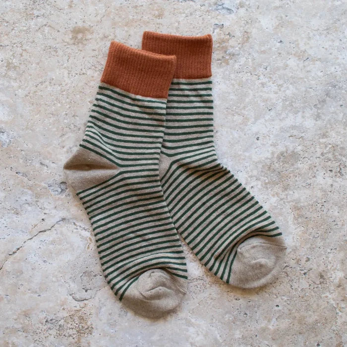 Tan Green Stripes