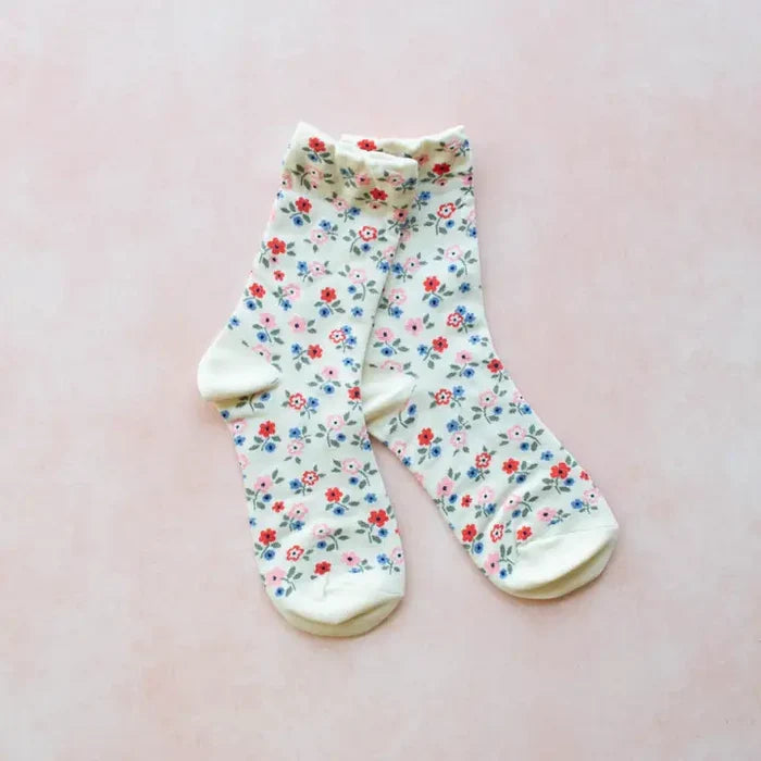 Cream Multicolored Flowers