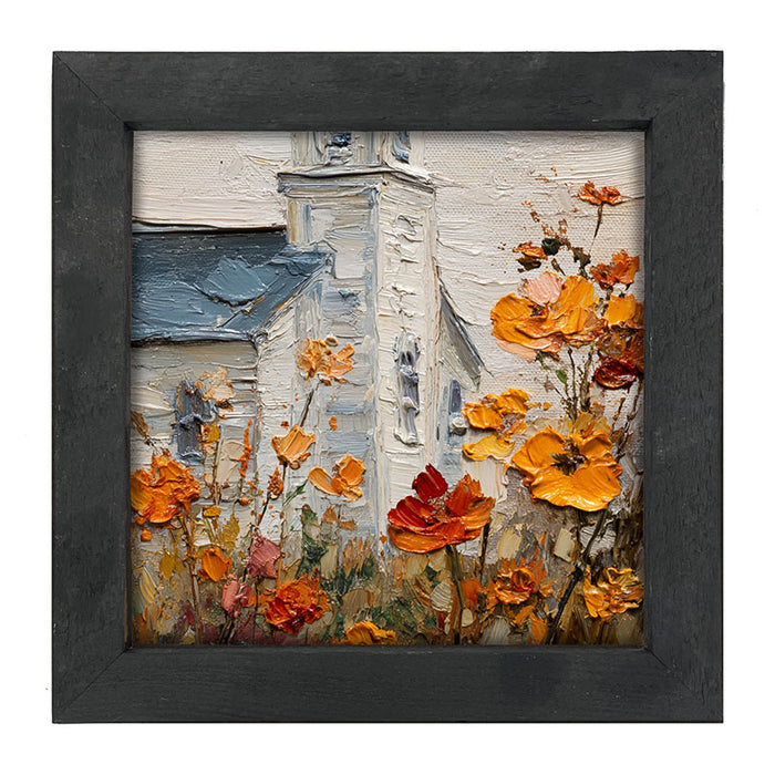 Autumn Country Church - Flowers Close-up - Framed Art