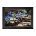 Blue Flowers along Pathway - Framed Art