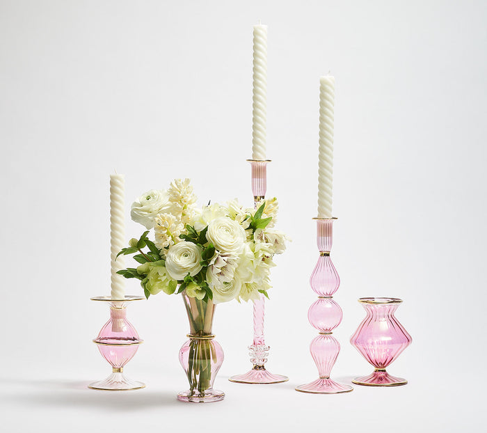 Braid Candle Holder in Pink