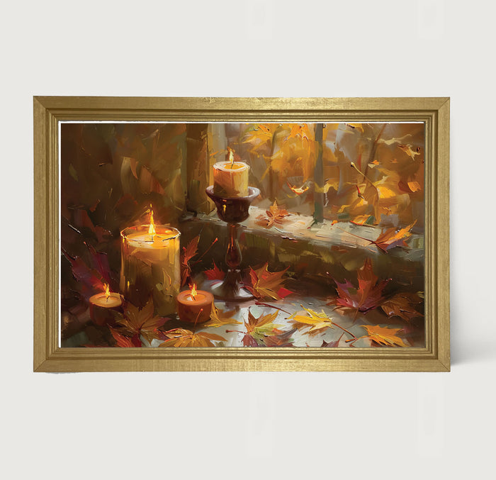 Candles and Leaves - Framed Art
