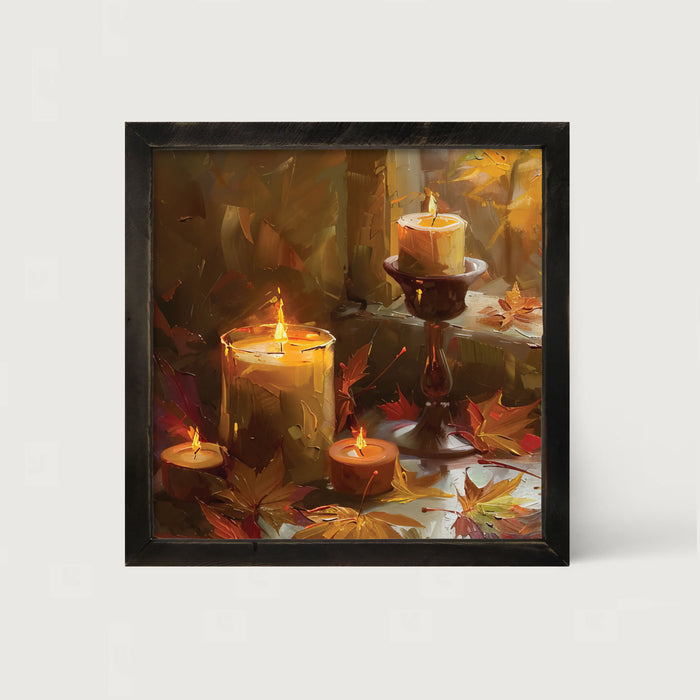 Candles and Leaves - Framed Art