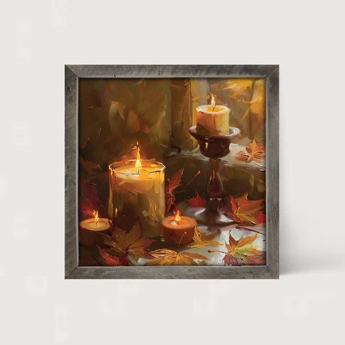 Candles and Leaves - Framed Art
