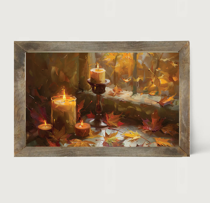 Candles and Leaves - Framed Art