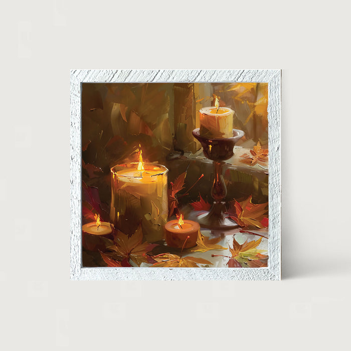 Candles and Leaves - Framed Art