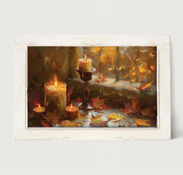 Candles and Leaves - Framed Art