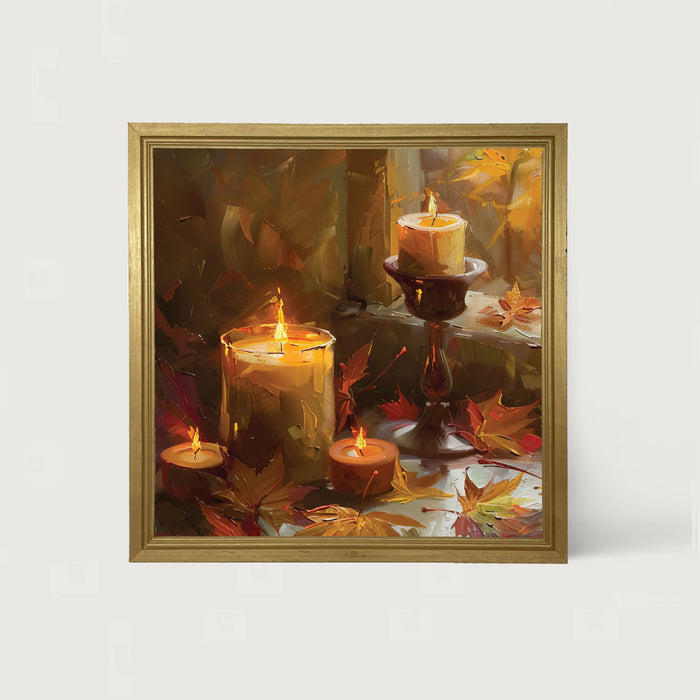 Candles and Leaves - Framed Art