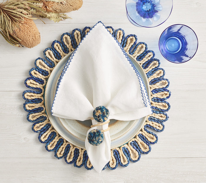 Casbah Napkin Ring in Natural & Blue
