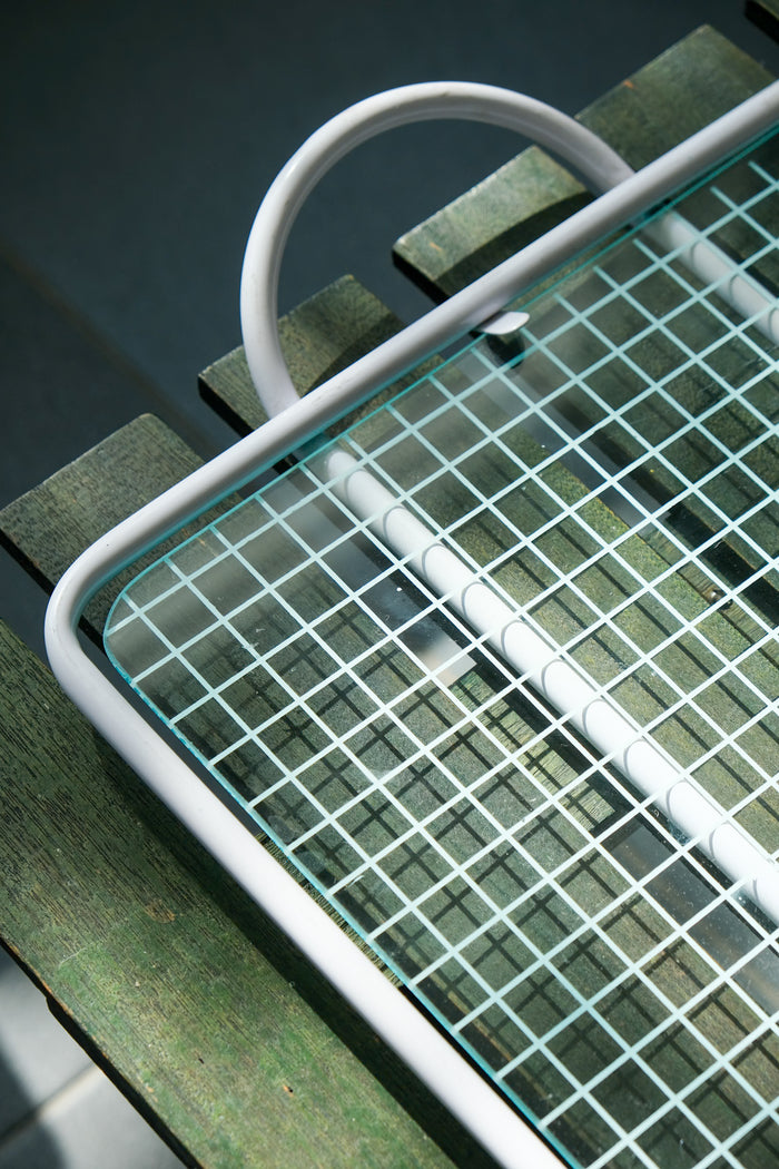 Checkered glass tray