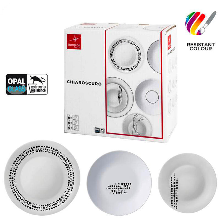 Chiaroscuro Sfere Set Piatti Tavola 18 Pz Opal Glass