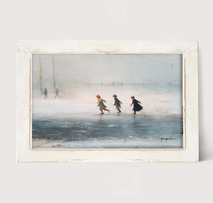 Children Ice Skating - Framed Art