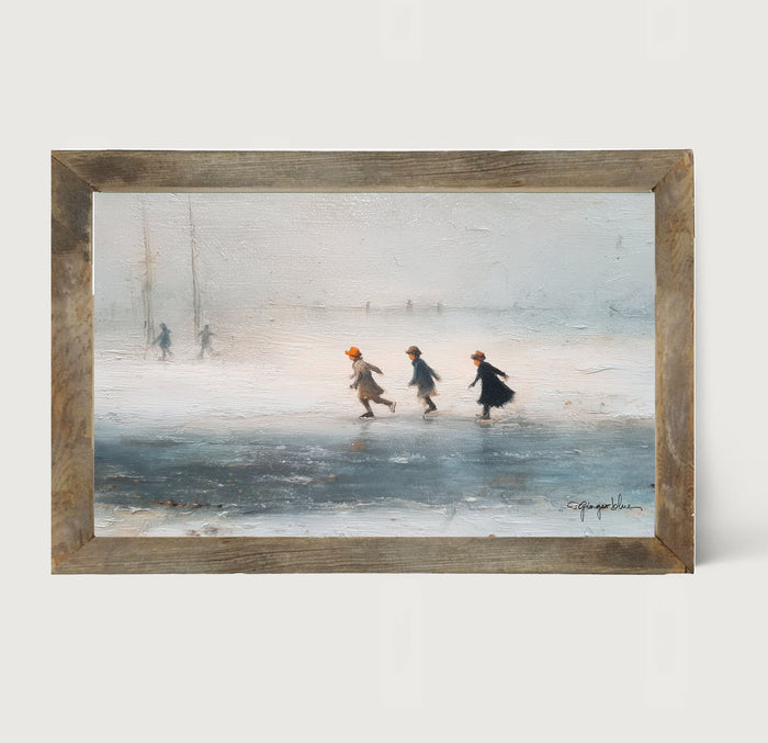 Children Ice Skating - Framed Art