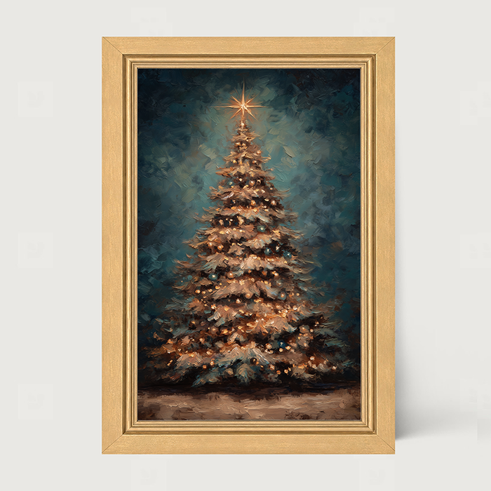 Christmas Tree at Night - Framed Art