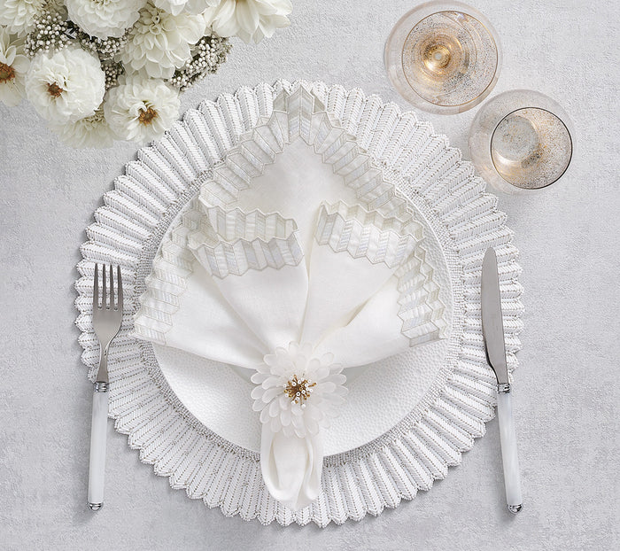 Cosmos Napkin Ring in White & Gold