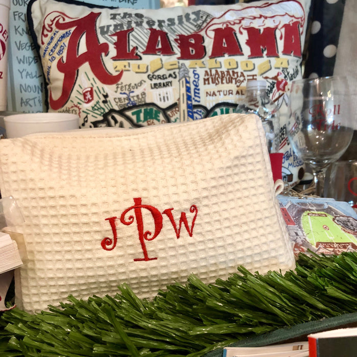Cotton Waffle Cosmetic Bag