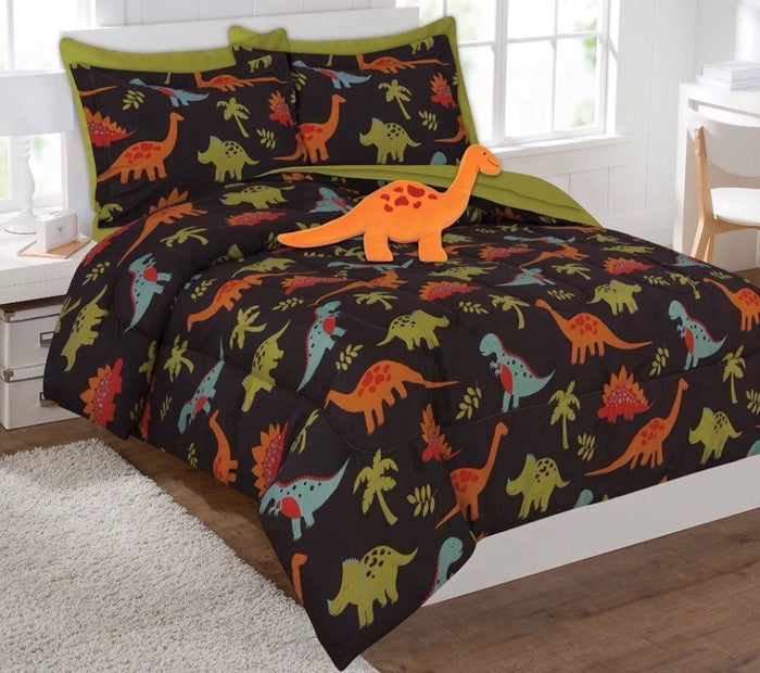 DINOSAURS BROWN KIDS BOYS COMFORTER SET 8 PCS FULL SIZE