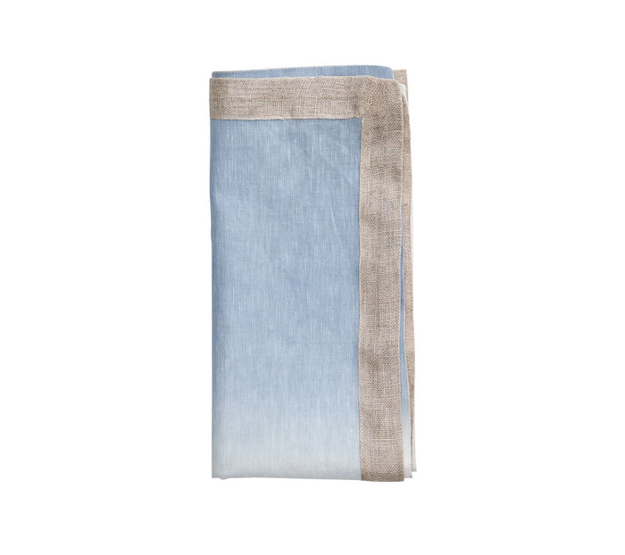 Dip Dye  Napkins in White & Periwinkle - Pioneer Linens