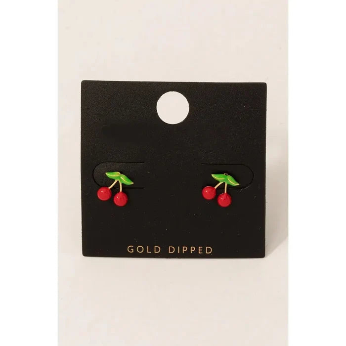 Gold Dipped Cherrie Stud Earrings