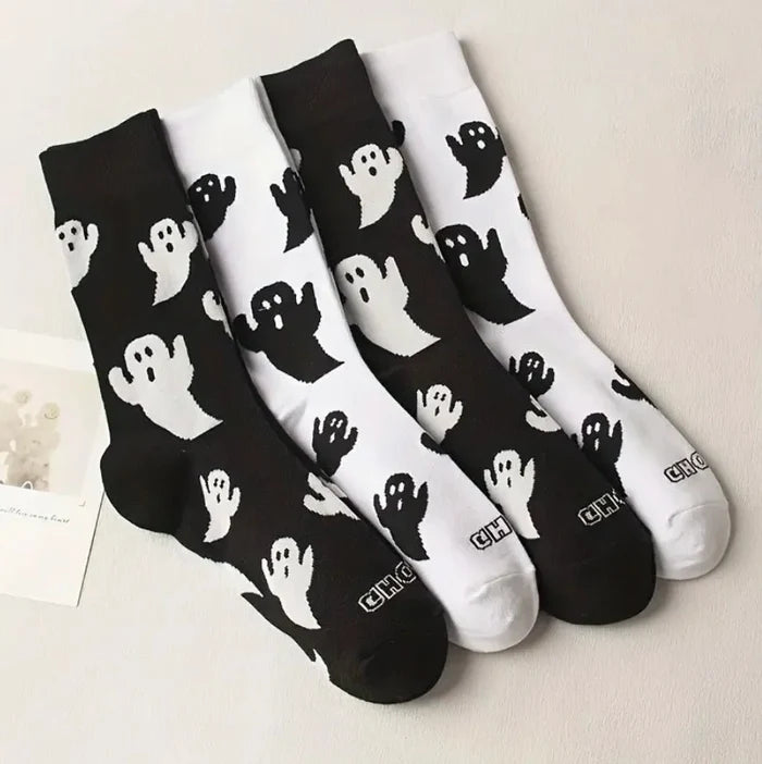 Halloween Socks Assorted - White Ghosts