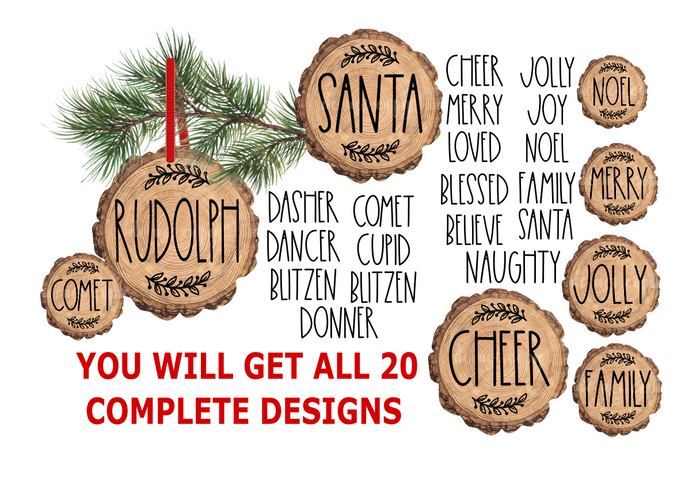 (Instant Print) Digital Download - 20 piece Wood slice bundle for our new wood slice sublimation blanks