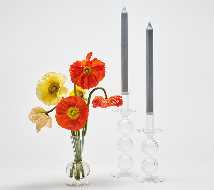 Iris Tall Candle Holder in Clear