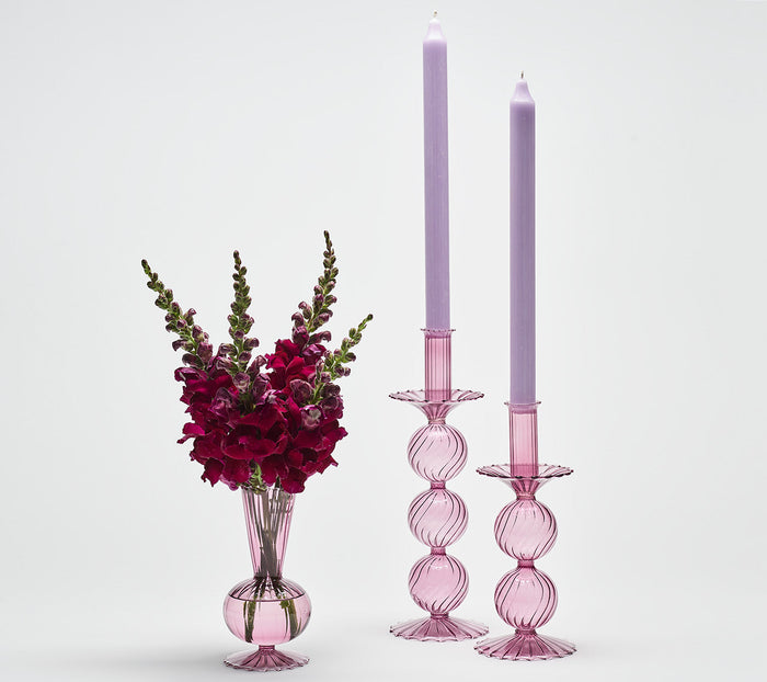 Iris Tall Candle Holder in Lavender