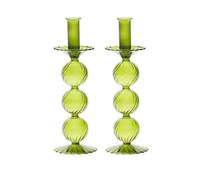 Iris Tall Candle Holder in Olive