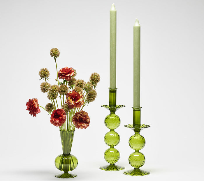 Iris Tall Candle Holder in Olive