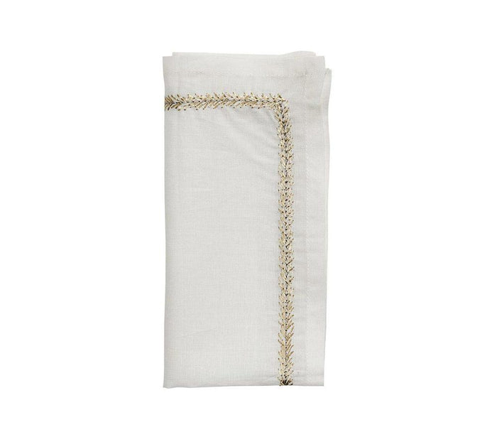 Jardin Napkins in White Gold Silver - Pioneer Linens
