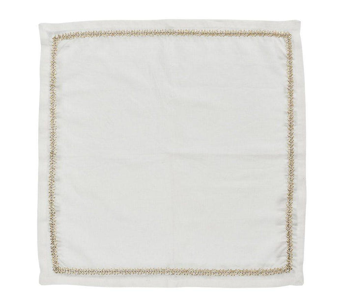 Jardin Napkins in White Gold Silver - Pioneer Linens