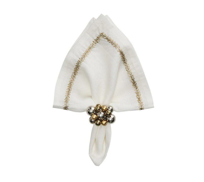 Jardin Napkins in White Gold Silver - Pioneer Linens